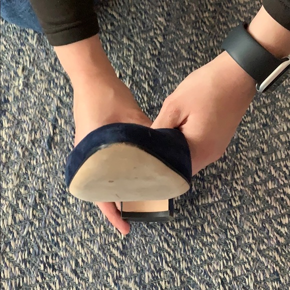 Manila Blahnik Blue Suede Sling Back Stack Heel - Picture 9 of 9